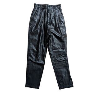TOFFS Vintage Ultra High Waisted Black Genuine Leather Pants Size 10 M
